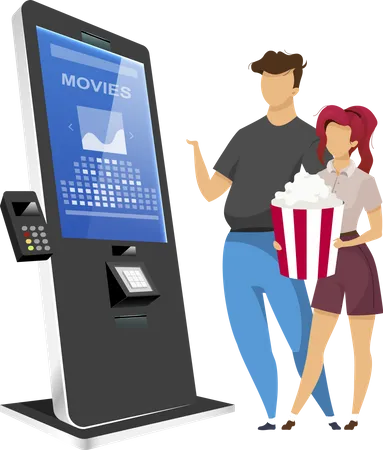 Couple buying cinema tickets  Illustration