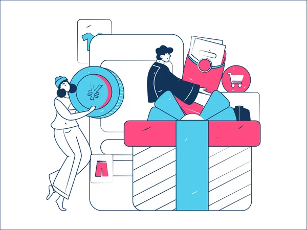 Couple buying clothes online  Illustration