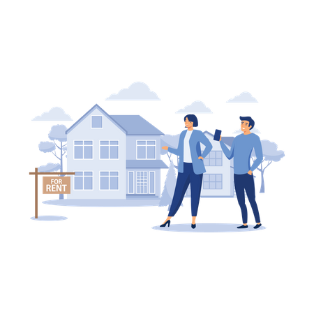 Couple buying house  Illustration