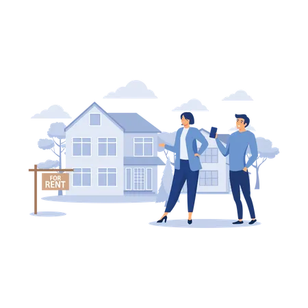 Couple buying house  Illustration