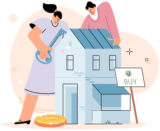 Couple buying house  Illustration