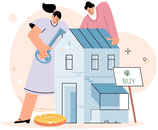 Couple buying house  Illustration