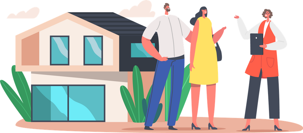 Couple buying luxury house Illustration