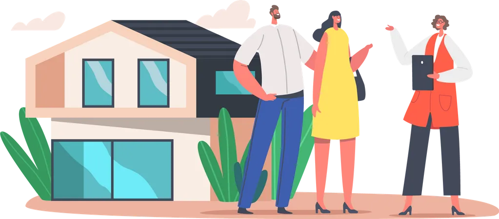 Couple buying luxury house  Illustration