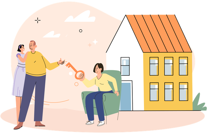 Couple buying luxury house  Illustration