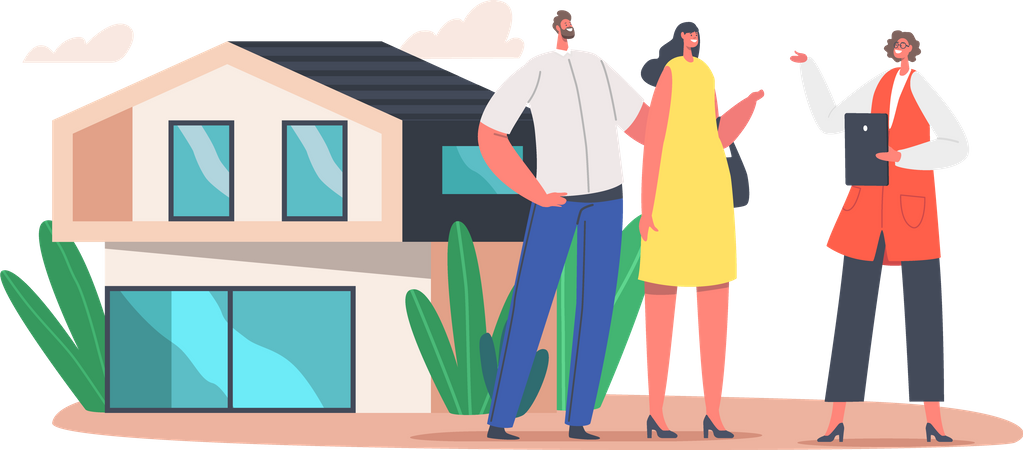 Couple buying luxury house  Illustration