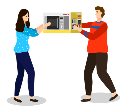 Couple buying microwave oven  Illustration