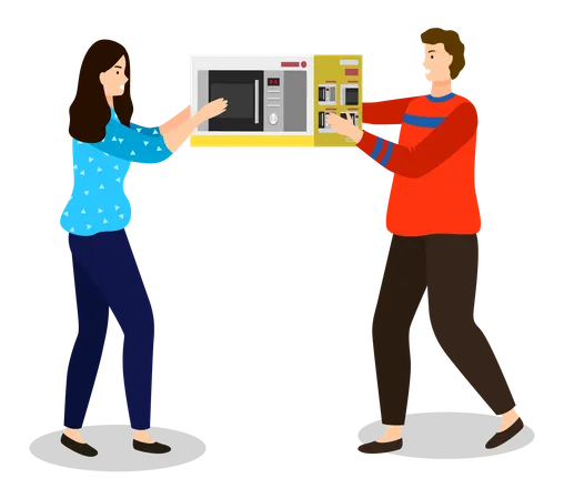 Couple buying microwave oven  Illustration