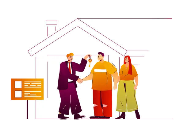 Couple buying new house  Illustration