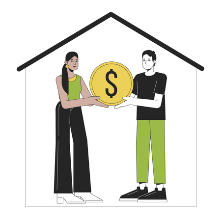 Couple buying real estate  Illustration