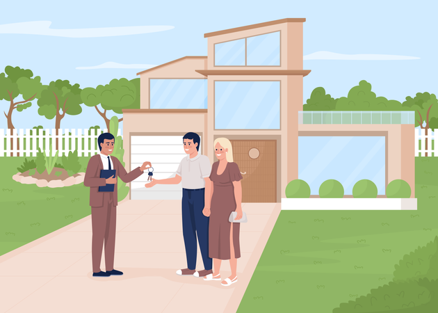 Couple buying real estate  Illustration