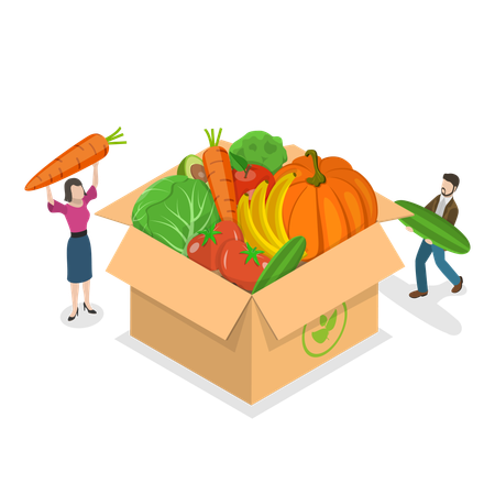 Couple buying vegetables  Illustration