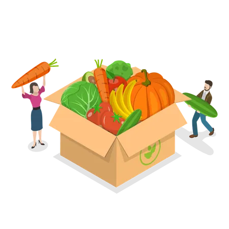 Couple buying vegetables  Illustration