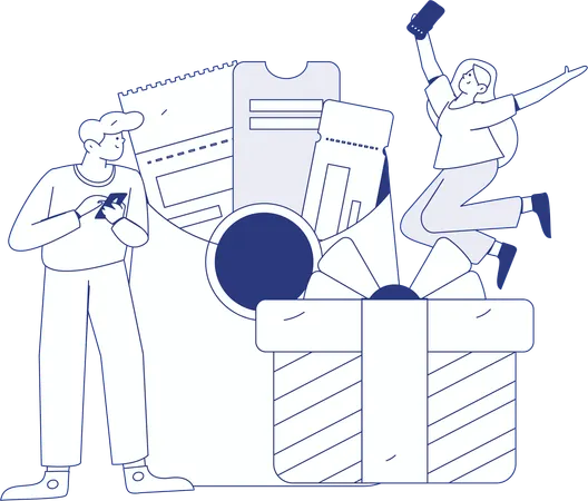 Couple buys online products  Illustration