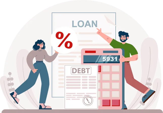 Couple calculates loan amount  Illustration