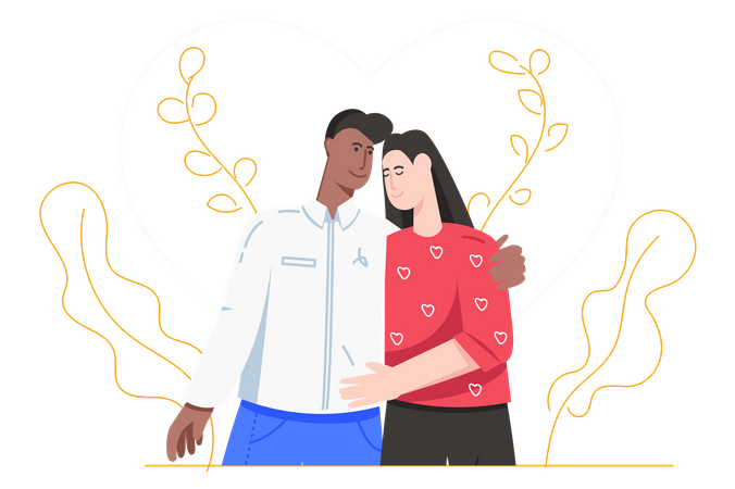 Couple, étreindre  Illustration