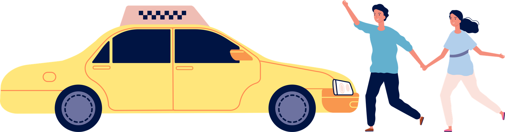 Couple call taxi Illustration