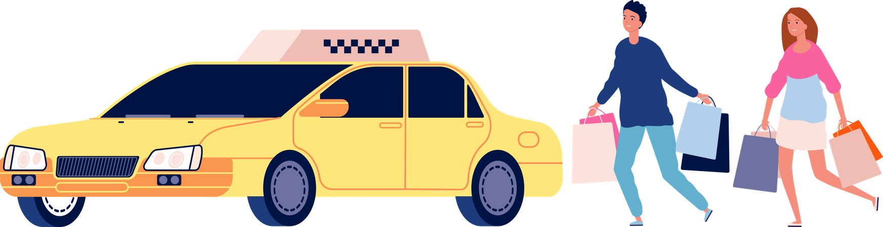 Couple calling cab service Illustration