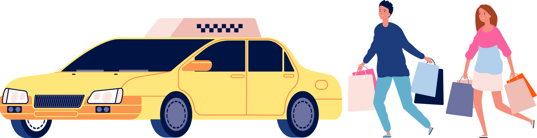 Couple calling cab service  Illustration