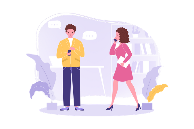 Couple calling each other  Illustration