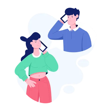 Couple Calling each other  Illustration