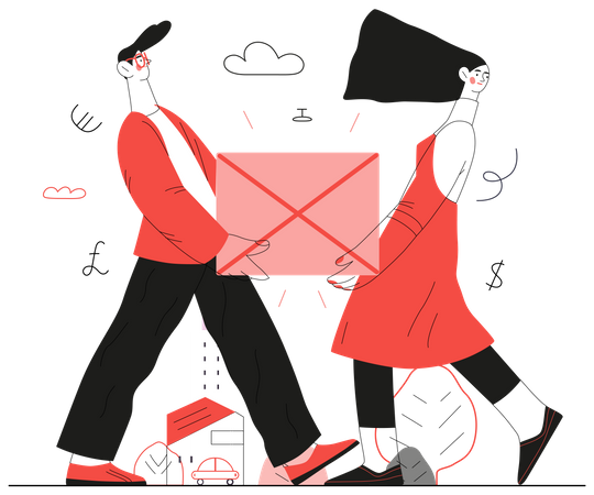 Couple carrying box together  Illustration