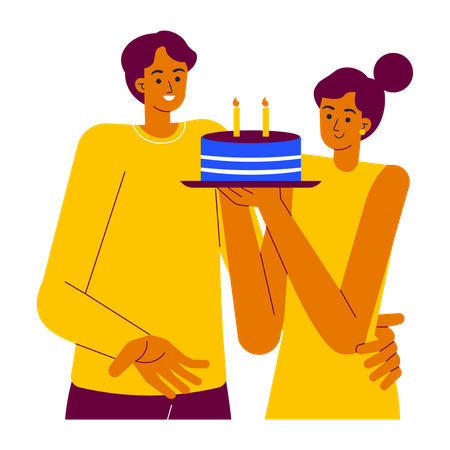 Couple célébrant la fête d'anniversaire  Illustration