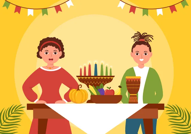 Couple célébrant Happy Kwanzaa  Illustration