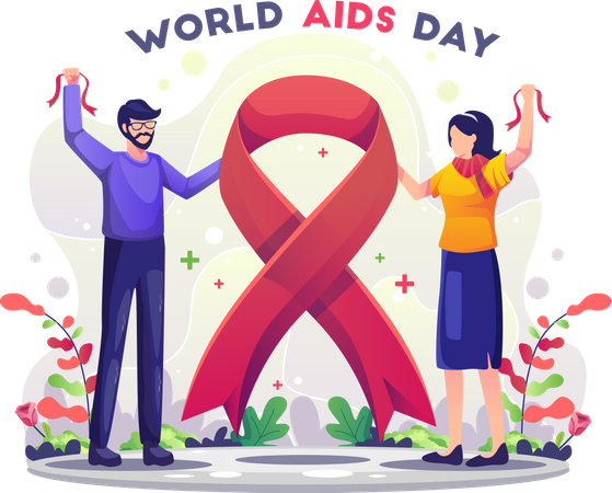 Couple célébrant la Journée mondiale du sida  Illustration