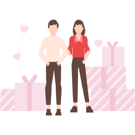 Couple célébrant la Saint-Valentin  Illustration