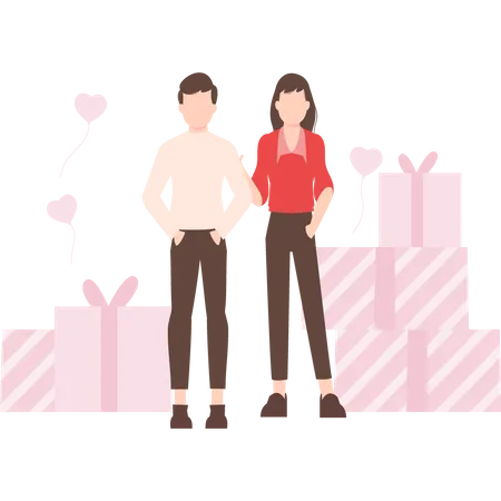 Couple célébrant la Saint-Valentin  Illustration