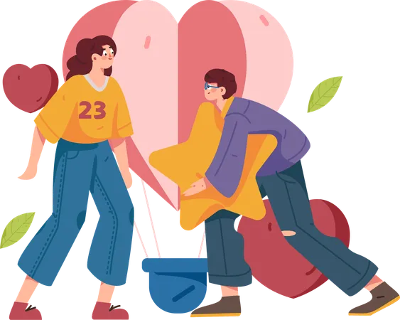 Un couple fête la Saint-Valentin ensemble  Illustration