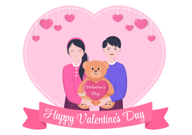 Couple célébrant la Saint-Valentin  Illustration