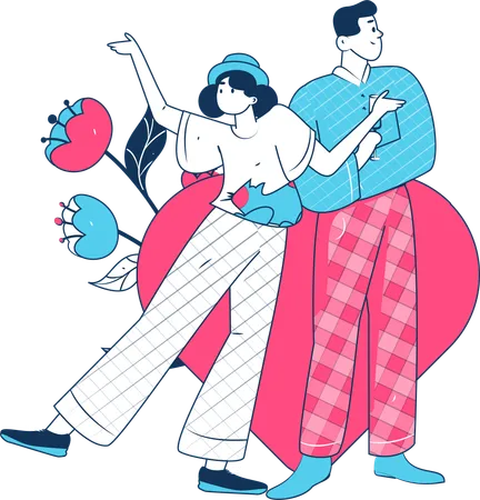 Couple célébrant la saint valentin  Illustration