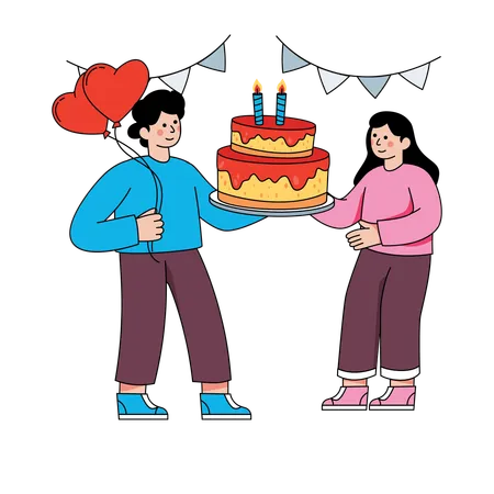 Couple célébrant leur anniversaire de mariage  Illustration