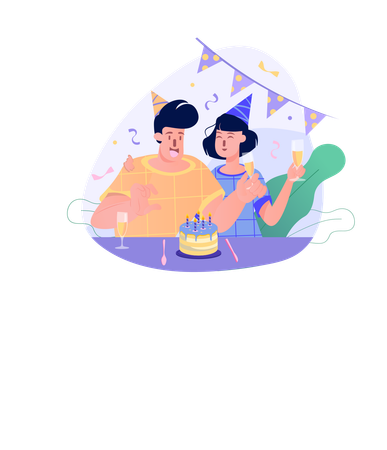 Couple célébrant ensemble leur anniversaire de mariage  Illustration