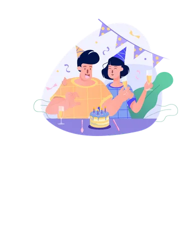 Couple célébrant ensemble leur anniversaire de mariage  Illustration