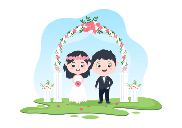 Couple célébrant le mariage  Illustration