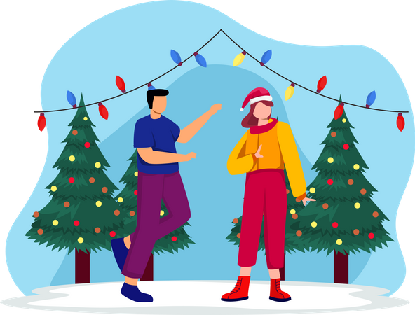 Couple célébrant Noël  Illustration