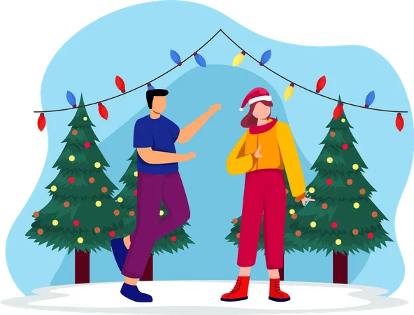 Couple célébrant Noël  Illustration