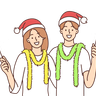 illustration couple celebrate christmas