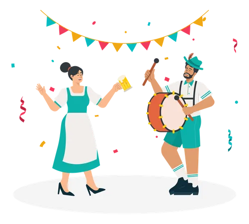 Couple celebrate festival  Illustration