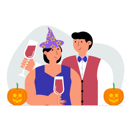 Couple celebrate halloween  Illustration