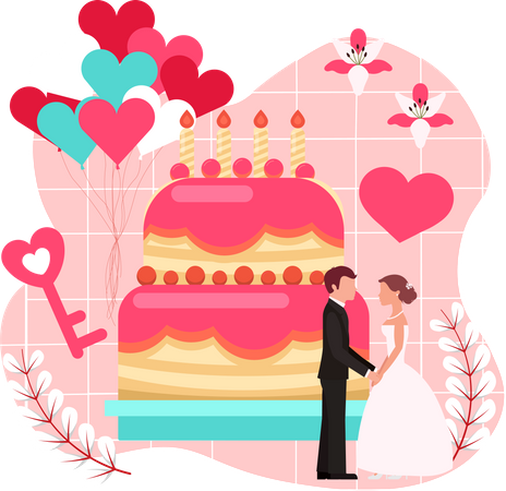 Couple Celebrate Wedding Ceremony  Illustration
