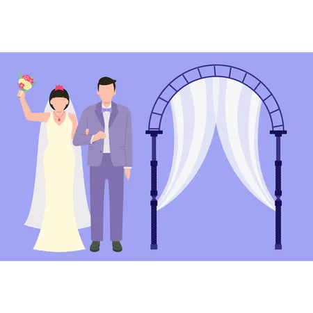 Couple celebrate wedding ceremony Illustration
