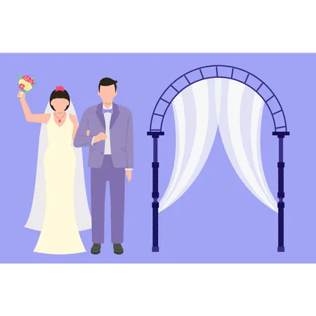 Couple celebrate wedding ceremony  Illustration