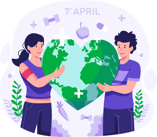 Couple Celebrate World Health Day  Illustration