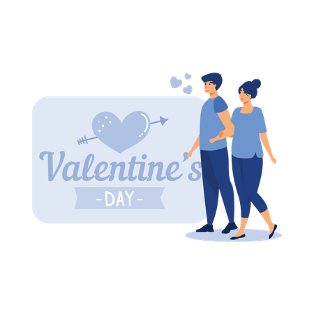 Couple celebrates valentines day  Illustration