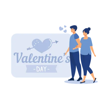 Couple celebrates valentines day  Illustration