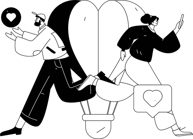 Couple celebrates wedding day  Illustration